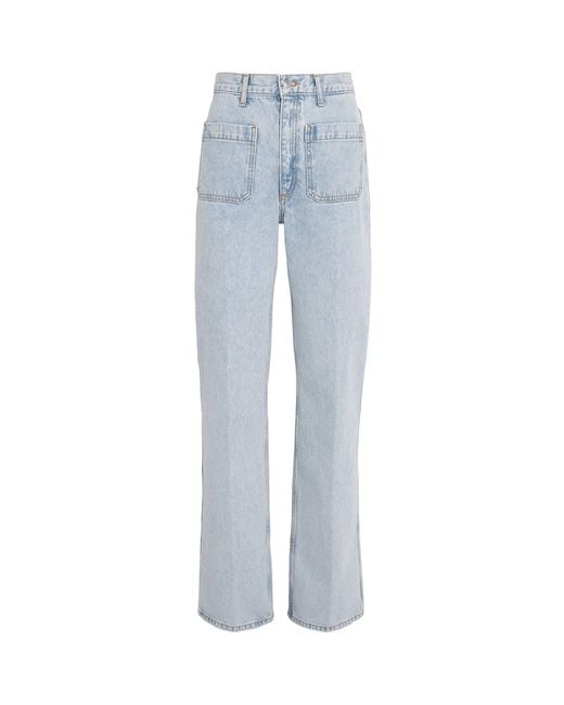 Sandro Blue Straight-Leg Patch Pocket Jeans