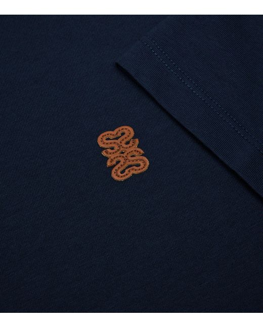 Sandro Blue Cotton Logo-Patch T-Shirt for men