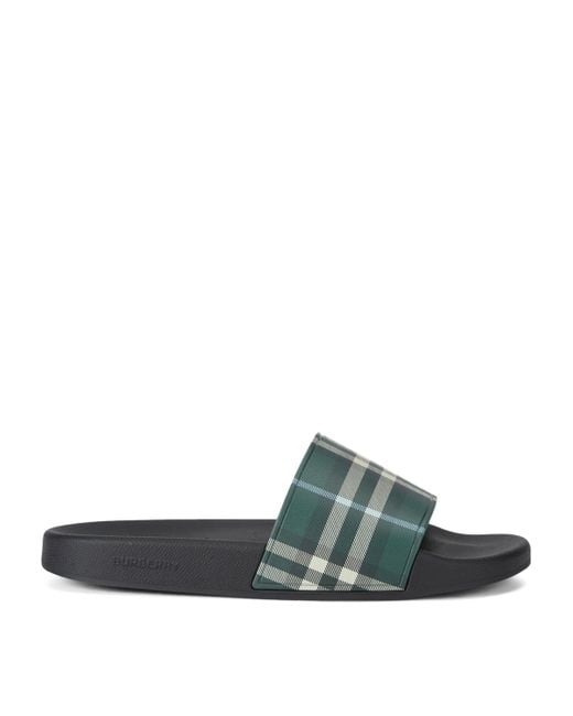 Burberry Green Check Slides for men