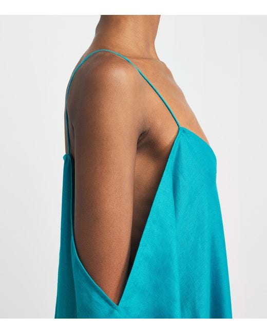 Taller Marmo Blue Linen Farrow Maxi Kaftan Dress