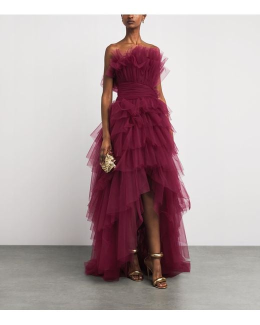 Pamella Roland Purple Tulle Sleeveless Gown