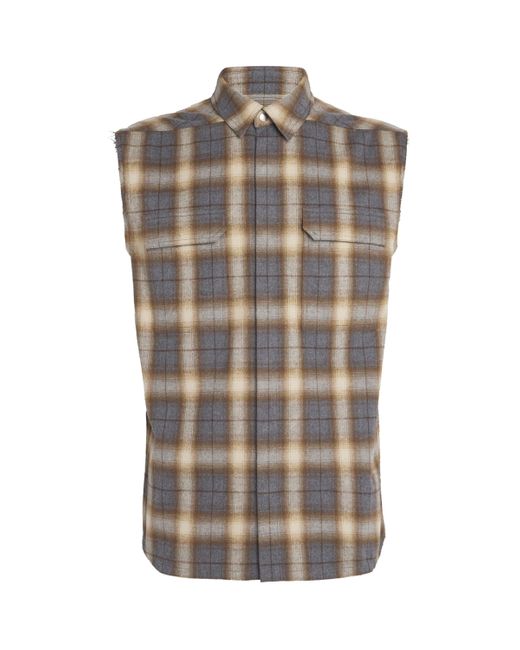 Rick Owens Gray Sleeveless Check Shirt for men