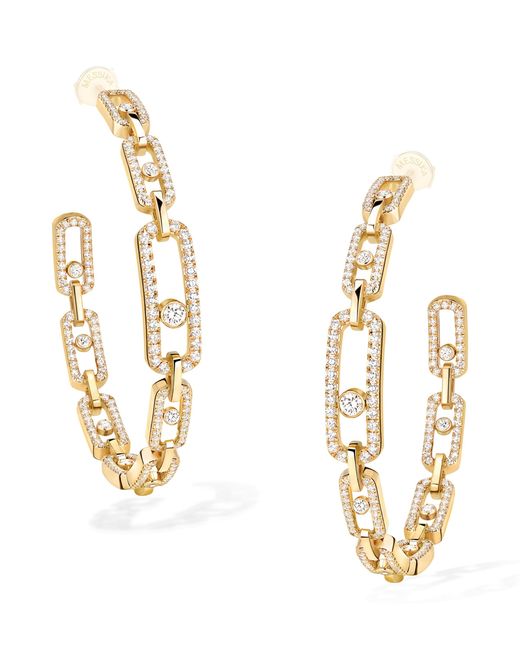Messika Metallic Medium Move Link And Diamond Hoop Earrings