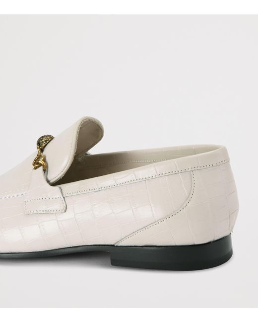 Kurt Geiger White Croc-Embossed Leather Alton Loafers for men