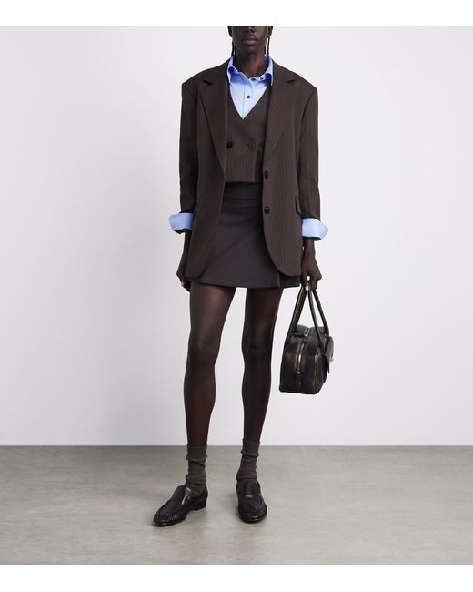 Sandro Brown Striped Single-Breasted Blazer