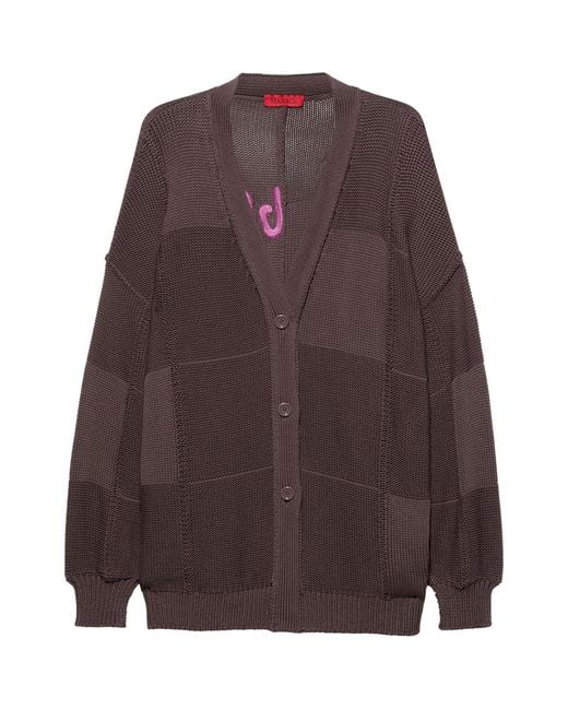 MAX&Co. Brown Cotton Slogan Longline Cardigan