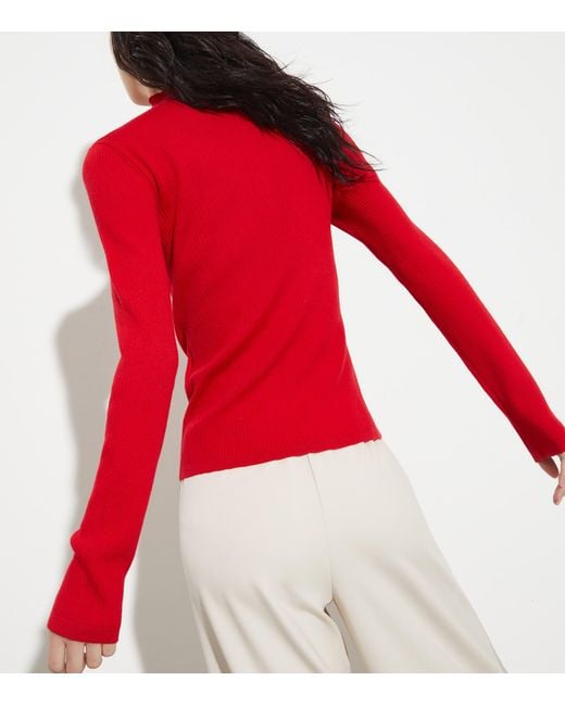 MAX&Co. Red Wool Half-Zip Sweater