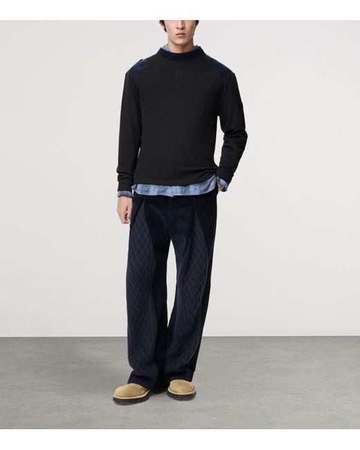 Loewe Blue Cotton-Blend Patchwork Sweater for men