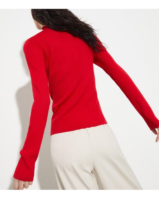 MAX&Co. Red Wool Half-Zip Sweater