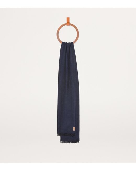 Loewe Blue Cashmere Logo Scarf