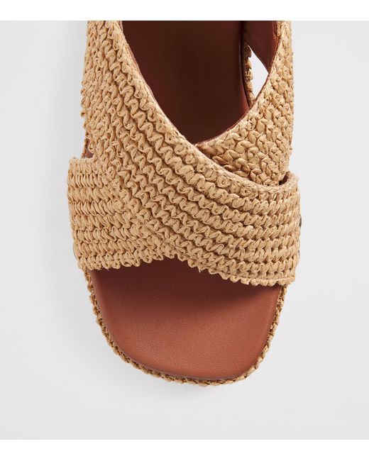 Maje Brown Raffia-Effect Wedge Sandals 110
