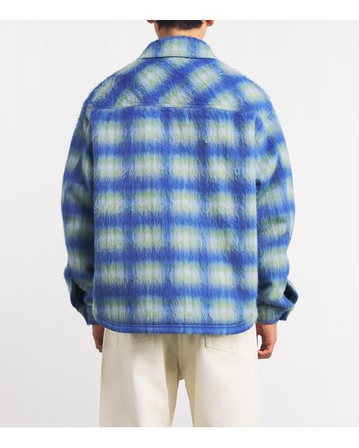 Represent Blue Check Brushed Overshirt for men