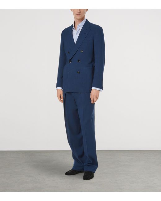 Tom Ford Blue Virgin Wool Double-Breasted Blazer for men