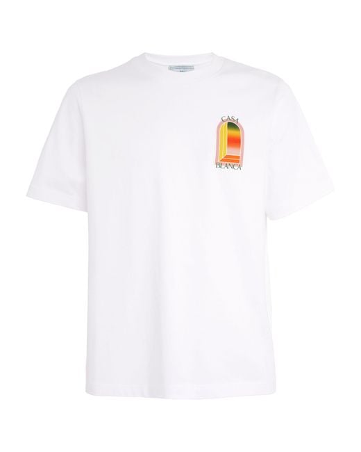 Casablancabrand White Cotton Arch-logo T-shirt for men