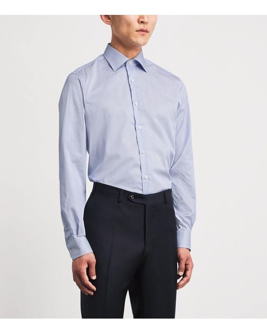 Pal Zileri Blue Cotton Stripe Shirt for men
