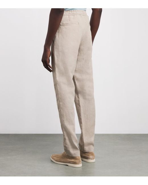 Canali Natural Linen Drawstring Trousers for men