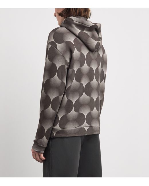 Emporio Armani Gray Cotton Op-Art Print Hoodie for men
