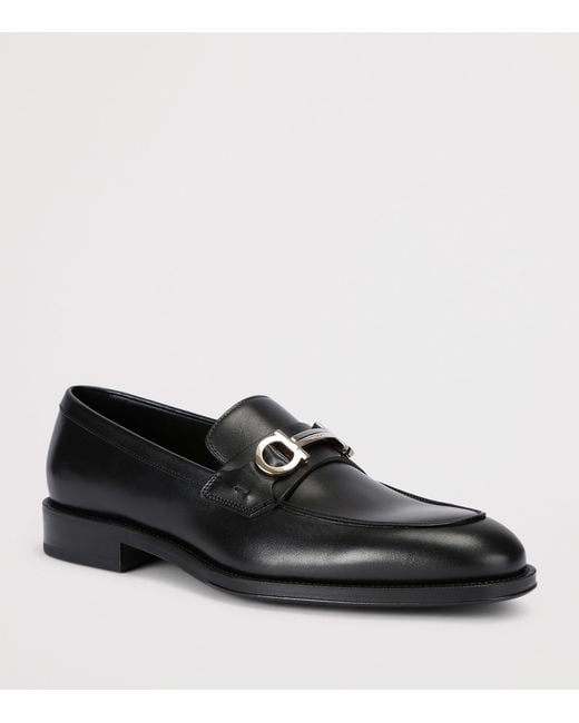 Ferragamo Black Leather Benedict Loafers for men