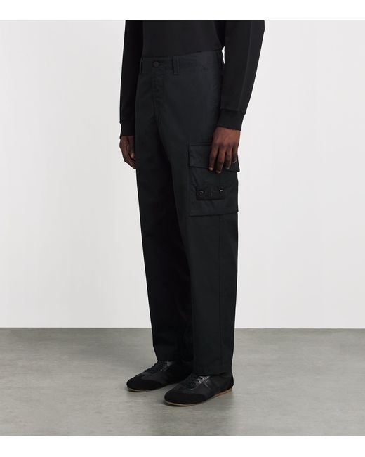 Stone Island Black Cotton-Canvas All-Weather Ghost Trousers for men
