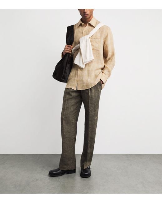 Our Legacy Natural Cotton-Linen-Blend Check Above Shirt for men