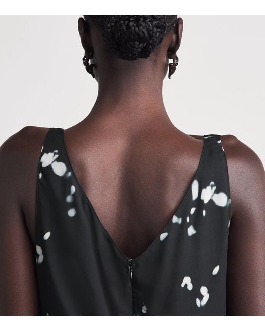 Theory Black Satin V-Neck Midi Dress