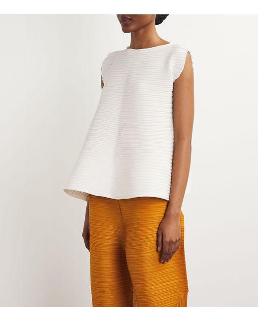 Pleats Please Issey Miyake White Pleated Blouse