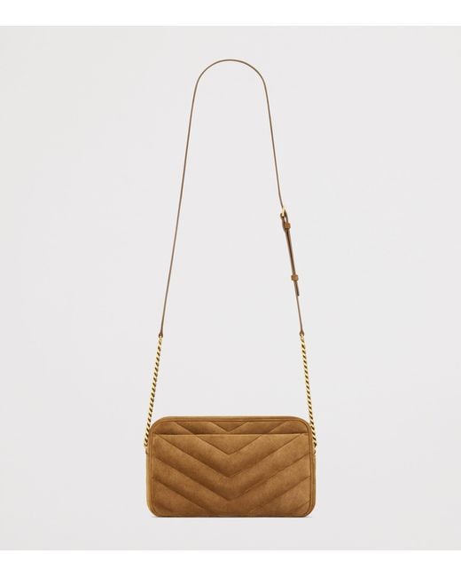 Saint Laurent White Suede Loulou Camera Bag