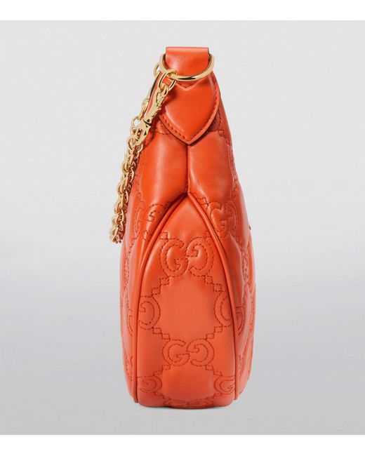 Gucci Orange Small Leather Gg Matelassé Shoulder Bag