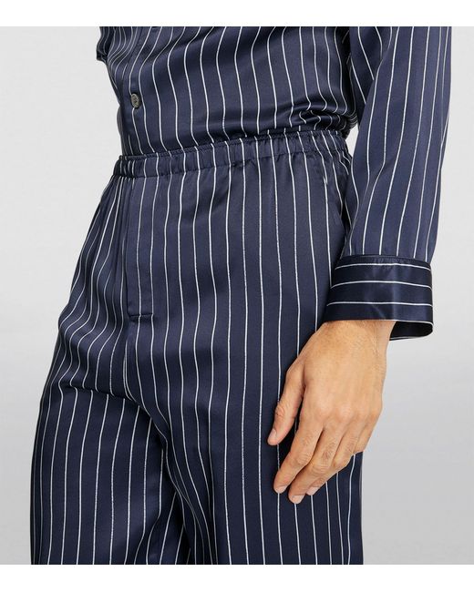 Derek Rose Blue Silk Brindisi Pyjamas for men