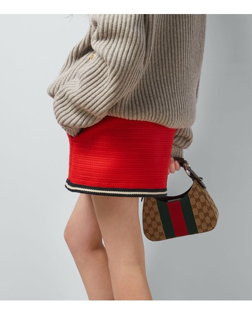Gucci Red Wool Ribbon-trim Mini Skirt