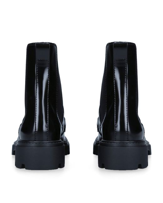 Tod's Black Leather Gomma Pesante Boots