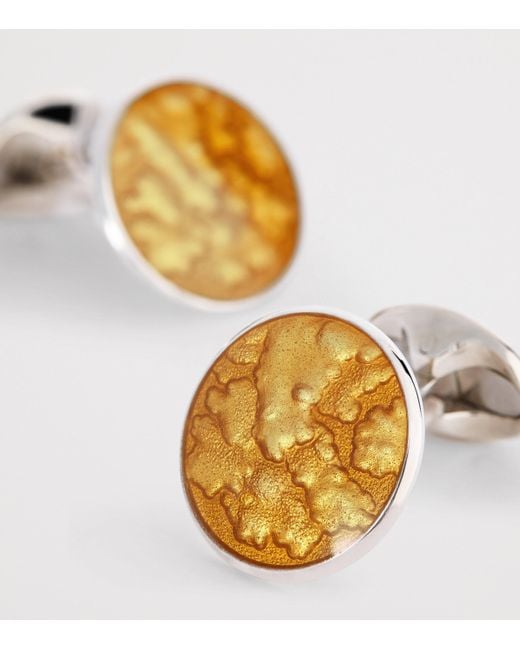 Deakin & Francis Yellow Sterling Summer Haze Enamel Cufflinks for men