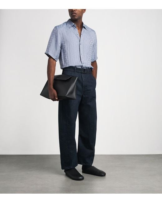 Sandro Blue Jacquard Cross Short-Sleeve Shirt for men