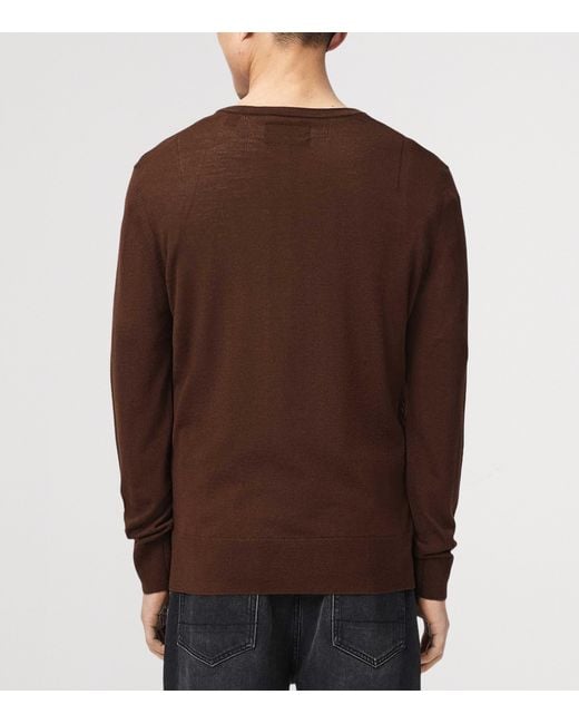 AllSaints Brown Merino Wool Mode Sweater for men
