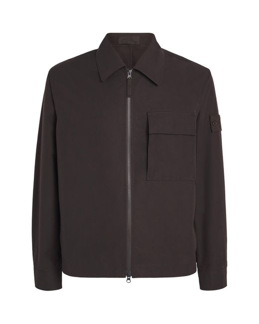 Stone Island Men's Black Ghost Piece Organic Cotton Overshirt