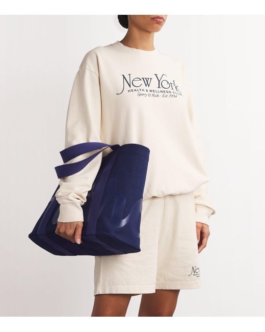 Harrods Blue Medium Cotton Logo Tote Bag