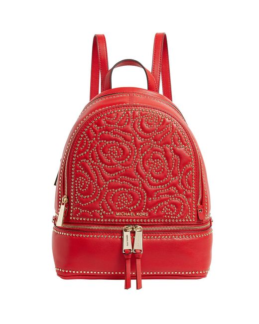 MICHAEL Michael Kors Red Medium Studded Rhea Backpack