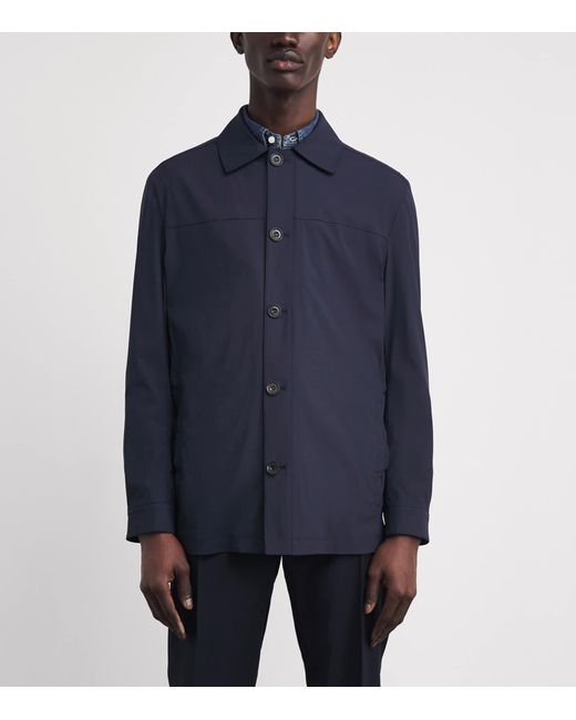 Corneliani Blue Virgin Wool-Blend Overshirt for men