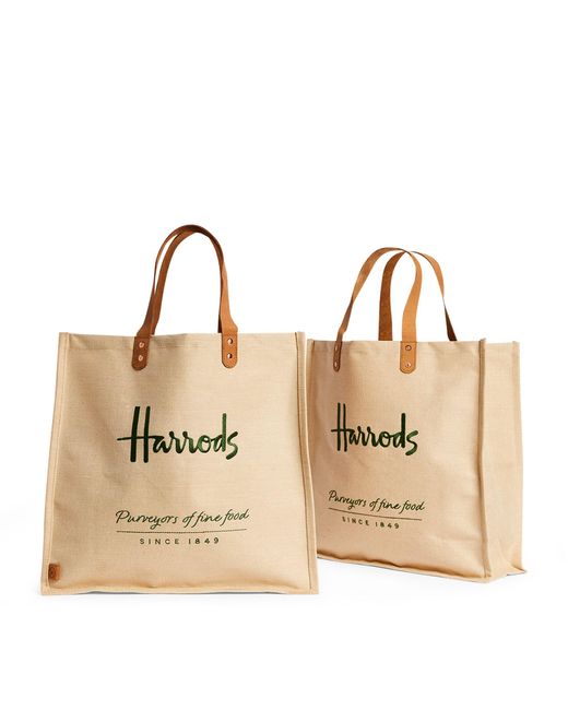 Harrods Brown Food Halls Jute Bags (set Of 2)