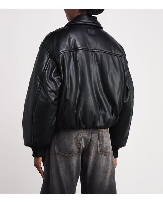 Acne Black Faux Leather Bomber Jacket