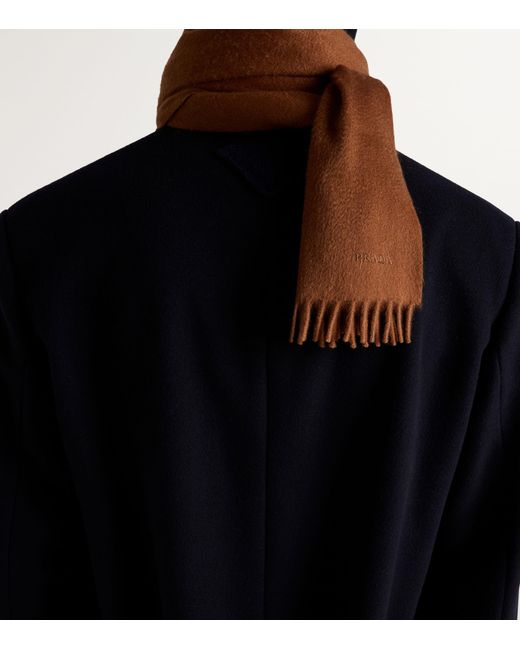 Prada Brown Cashmere Logo Scarf for men