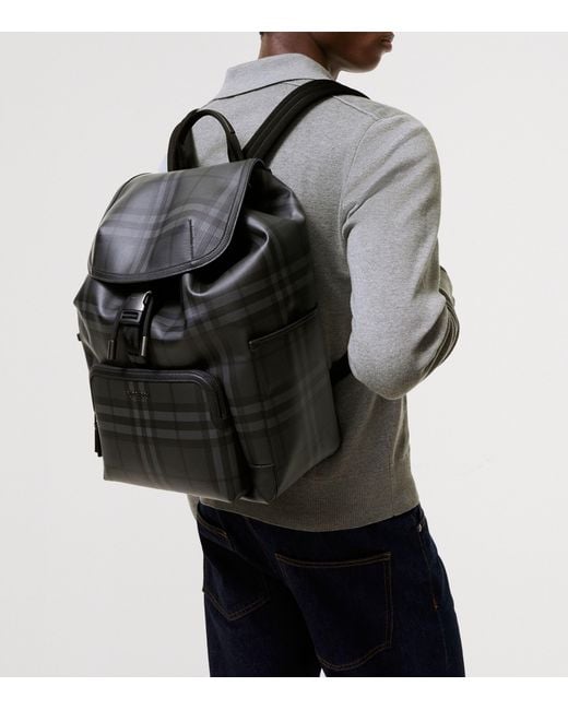 Burberry Black City Check Clip Backpack for men