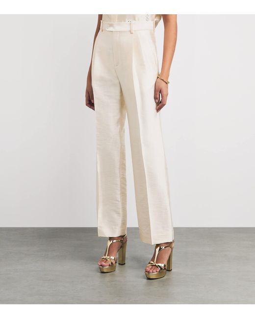 Sandro White Satin Tailored Trousers