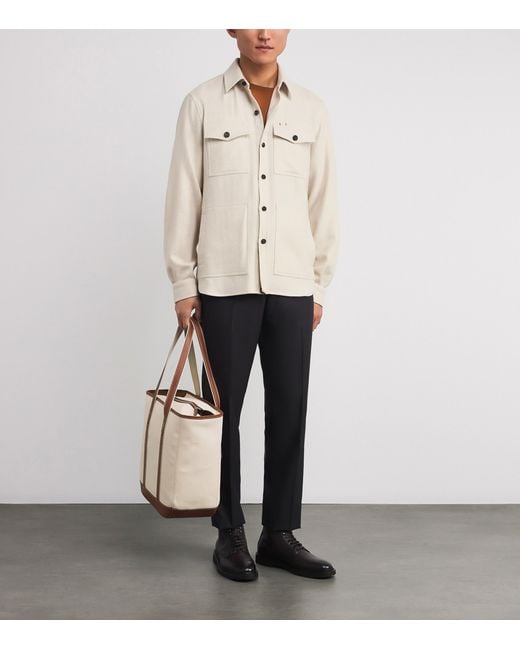 Isaia White Cashmere Overshirt for men