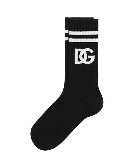 Dolce & Gabbana Black Cotton Logo Socks for men