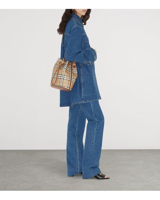 Burberry Brown Small Check Monogram Bucket Bag