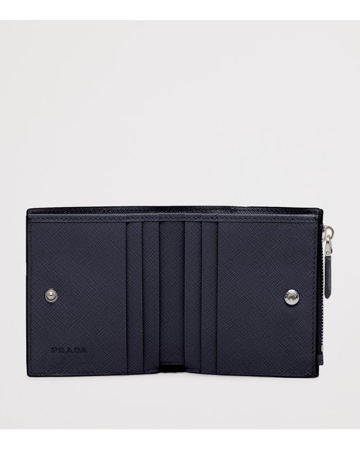 Prada Blue Small Leather Logo Wallet for men