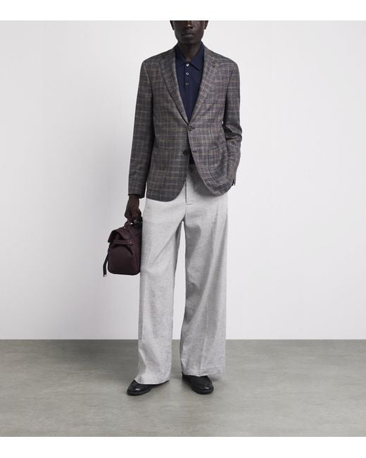 Pal Zileri Gray Wool-Blend Check Brera Blazer for men