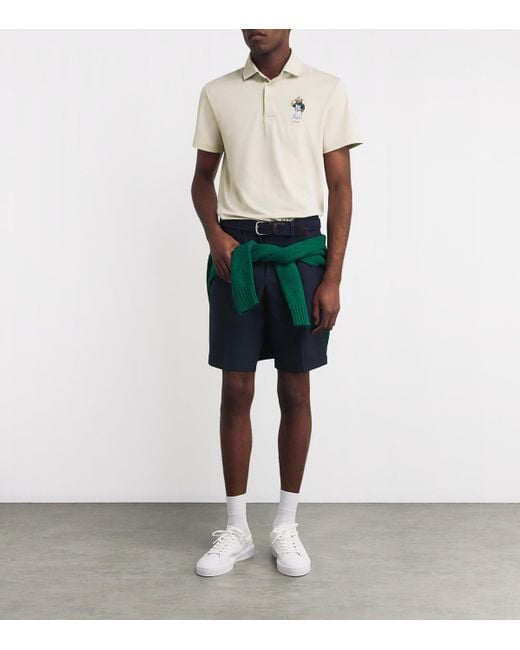 Ralph Lauren White Airtech Piqué Bear Polo Shirt for men
