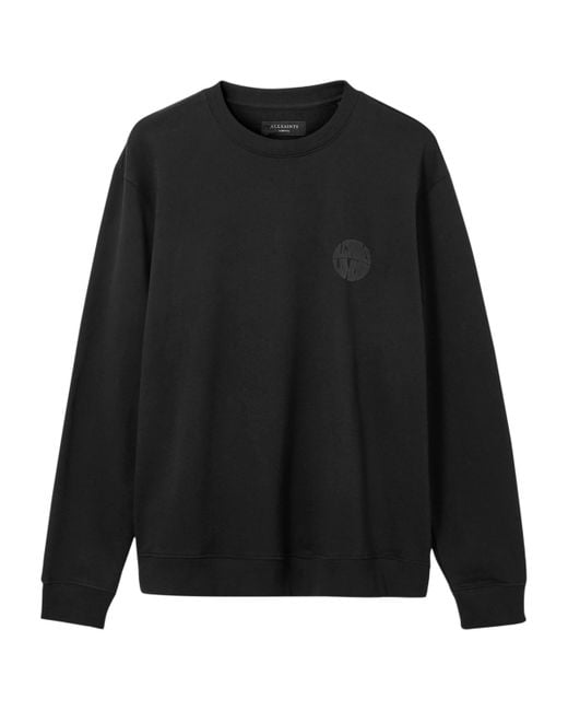 AllSaints Black Organic Cotton Waved Sweatshirt for men